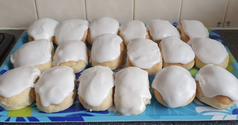 Home made Iced Buns.