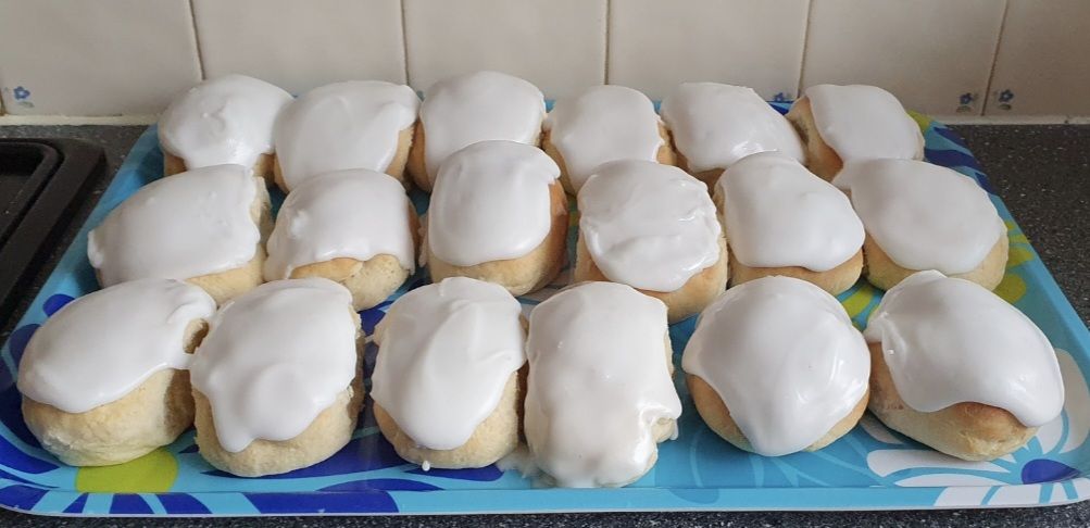 Home made Iced Buns.